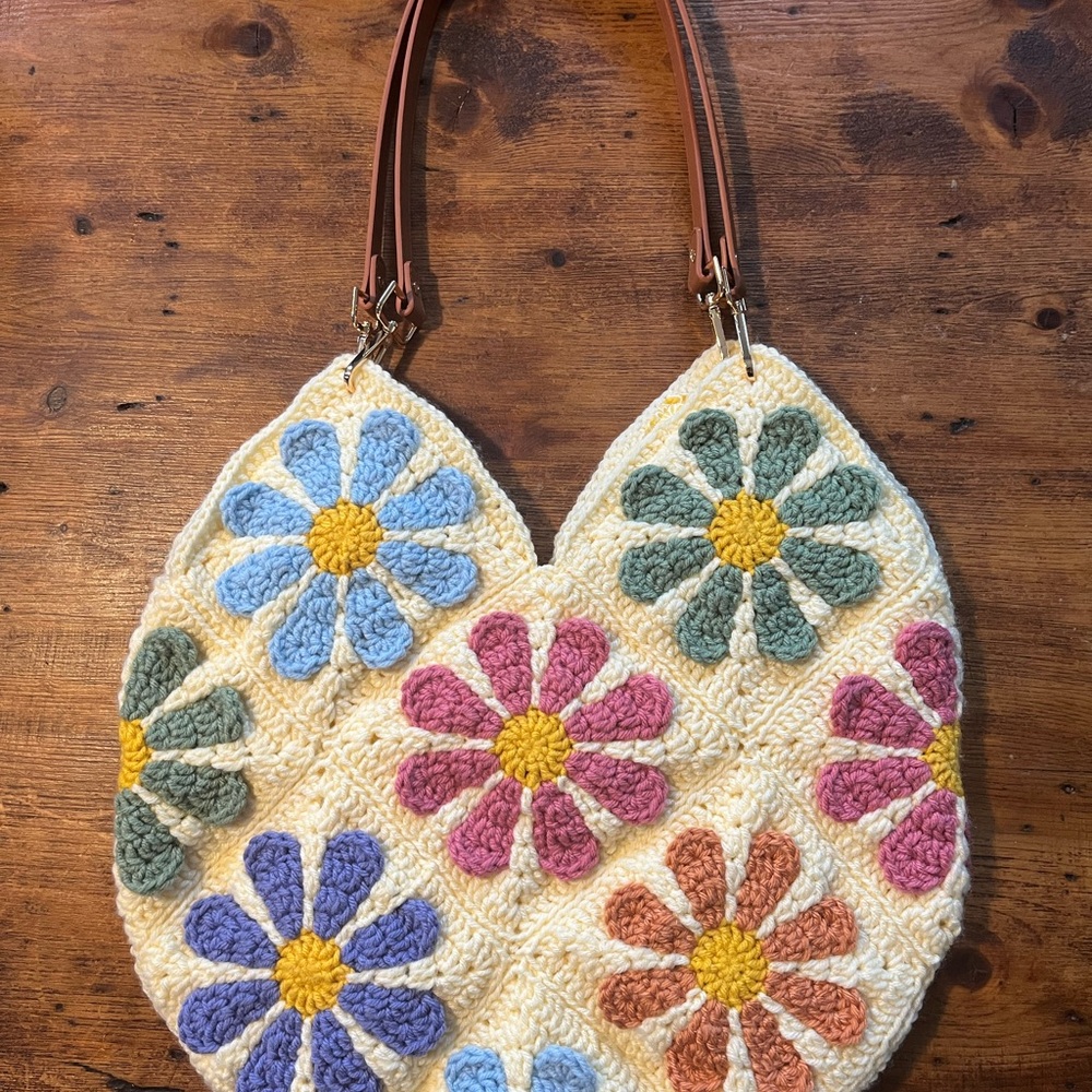 Handmade Colorful Floral Crochet Shoulder Bag